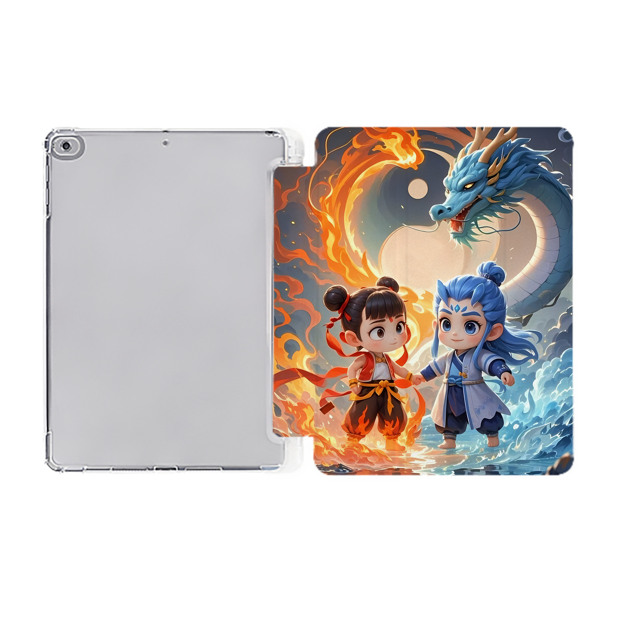 （画像用） Ne Zha 2 ナタ 魔童の大暴れ IPad ケース ペン収納付き 三つ折りスタンド PUレザー×シリコン 対応機種9.5/10.5/10.9インチ